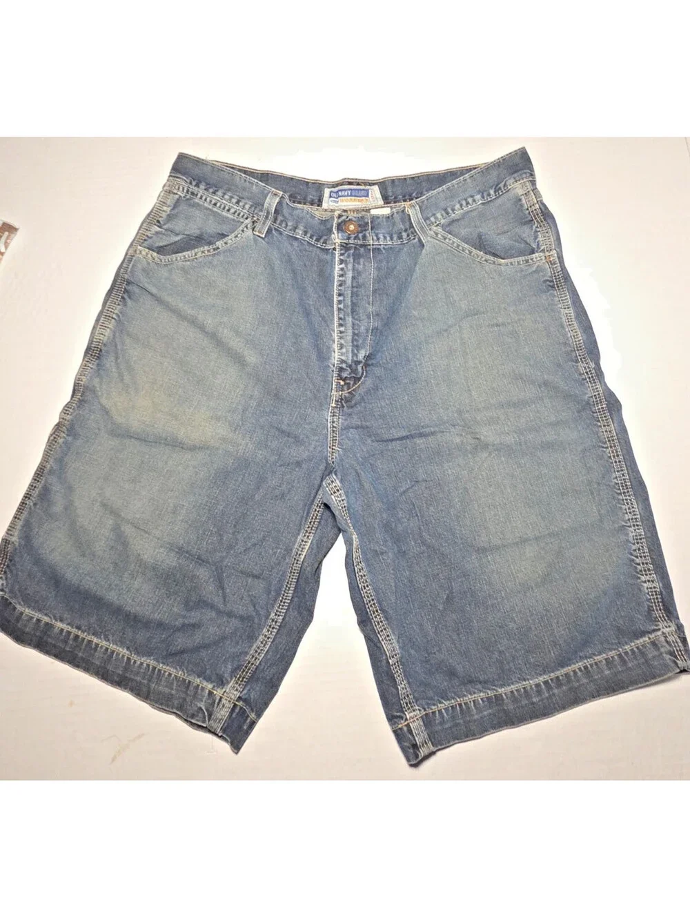 Vintage Y2K Old Navy Worker's Jeans Carpenter Shorts Mens 36 Blue Denim Utility